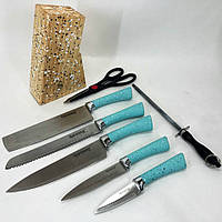 Набор ножей Rainberg RB-8806 на 8 предметов с ножницами и подставкой, из нержавеющей стали. FL-582 Цвет: