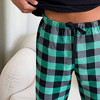 Штаны пижамный мужские фланелевые Cosy зелено-черные XL