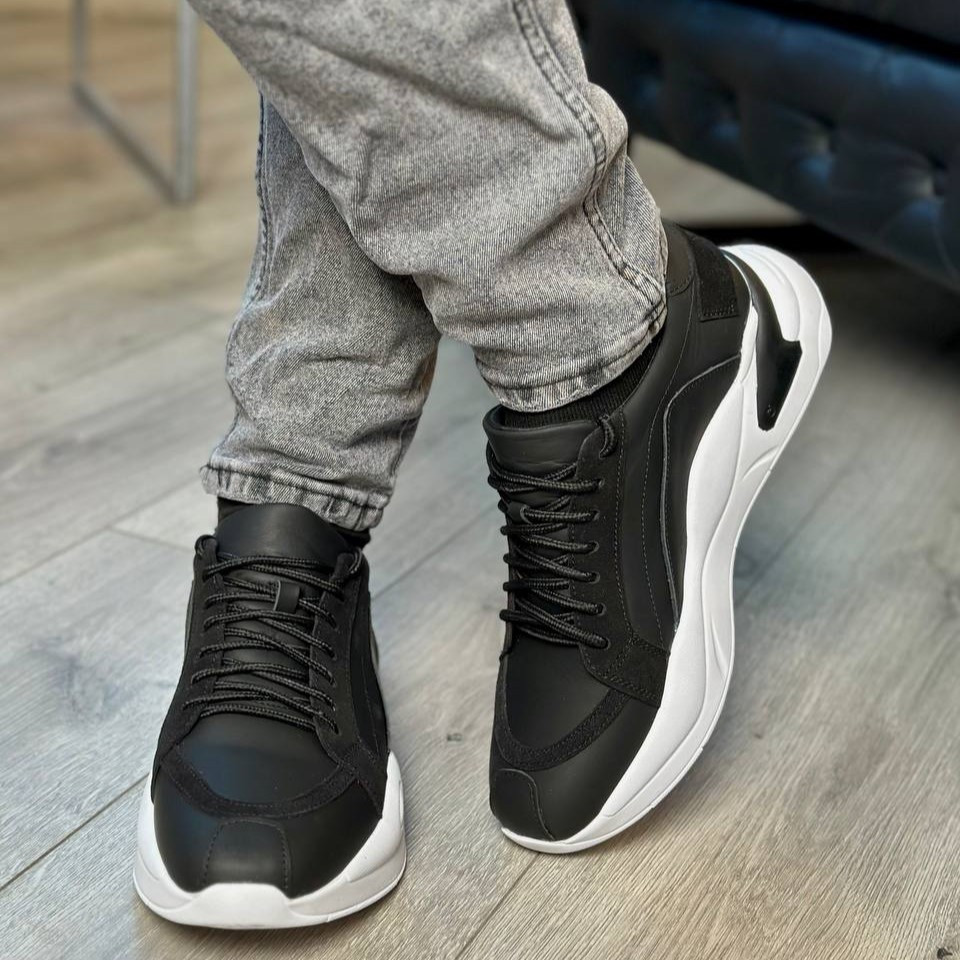 Кроссовки мужские кожаные Черные кросы для мужчины Niagara_brand-1425 - фото 1 - id-p2191505148