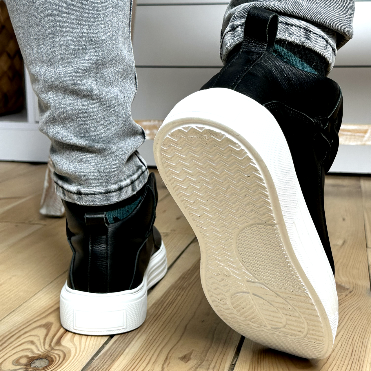 Кожаные мужские зимние кросовки с высокой белой подошвой Niagara_brand 1203 - фото 10 - id-p2191503152