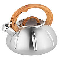 Чайник со свистком Unique UN-5303 кухонный на 3 литра. RJ-538 Цвет: коричневый