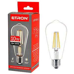 Економічна світлодіодна філаментна лампа для лофту ETRON Filament ST64 10W E27 4200K