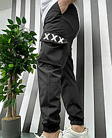 Мужские штаны базовые брюки карго коттон графит, черный, серый тренд 2024