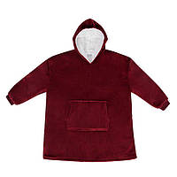 Плед толстовка с капюшоном и рукавами Huggle Hoodie оверсайз. BS-223 Цвет: красный