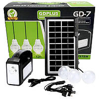 Портативна сонячна автономна система GDPlus GD-7 панель похідні ліхтар повербанк акумулятор o