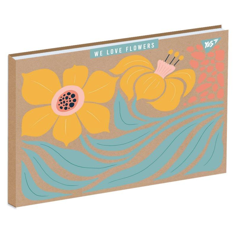Альбом для малювання YES А4 30 аркушів склеювання білила "Flowers" крафт 130582 G-Rich, фото 1