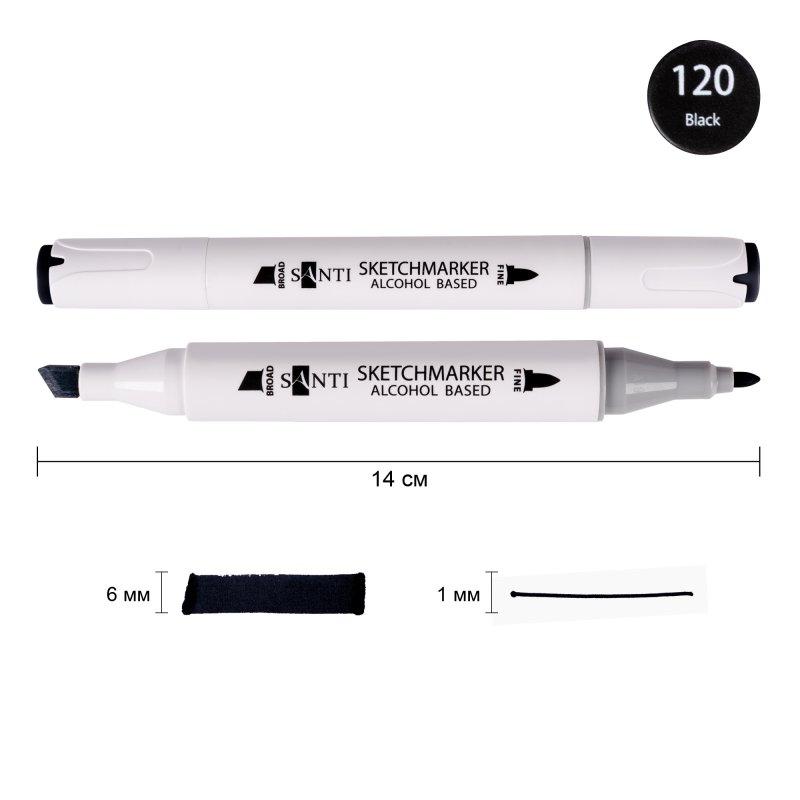 Маркер спиртовий SANTI "Professional" SA-120, чорний 390834 G-Rich, фото 1