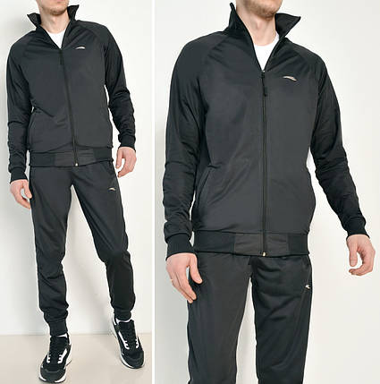 M,L,XL,2XL. Практичней та зносостійкий чоловічий спортивний костюм із трикотажу лакости - чорний, фото 1