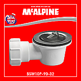 Злив для умивальника з горизонтальним випуском 32x70 мм BSW10P-90-32 McAlpine, фото 5