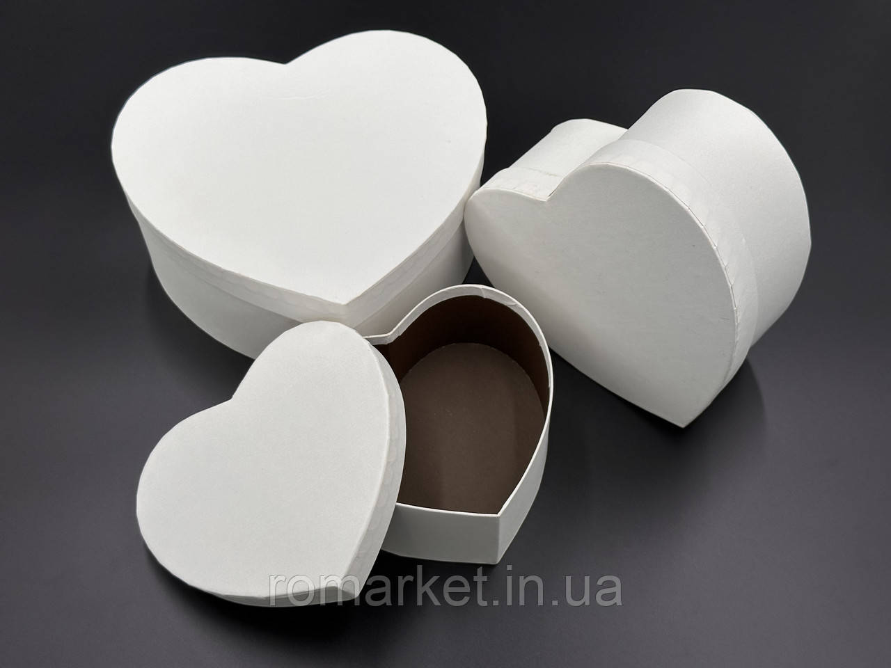 Коробка подарункова "Серце". Колір білий. 21х9см. 3шт/комплект.