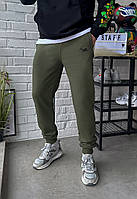 Спортивные штаны Staff с манжетом и логотипом стаф цвет хаки Shoper Спортивні штани Staff з манжетом та