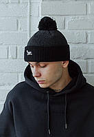 Шапка зимняя мужская Staff black & graphite logo pompon Shoper Шапка зимова чоловіча Staff black & graphite