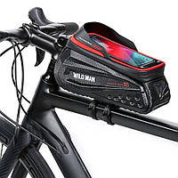 Велодержатель для телефона, Нарульная сумка для велосипеда, Велосумка на раму с карманами (1.8л), AVI