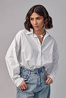 Удлиненная женская рубашка в стиле oversize - белый цвет, L (есть размеры)
