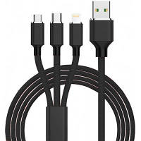 Дата кабель USB 2.0 AM to Lightning + Micro 5P + Type-C 1.2m black XoKo SC-330-BK MNB