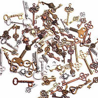 Набор из 100 металлических подвесок шармов шармиков, ключики MNB