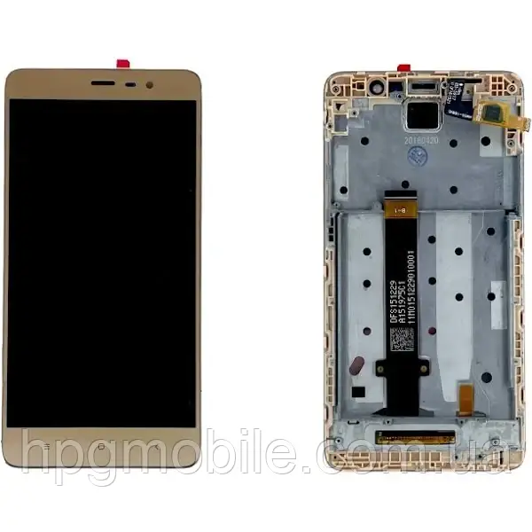 Дисплей для Xiaomi Redmi Note 3/Redmi Note 3 Pro модуль (екран і сенсор) з рамкою (147*73 мм) Золотий, фото 1