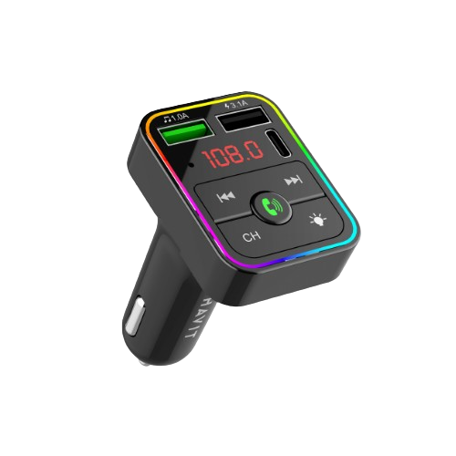 FM-модулятор бездротовий 2USB/Type-C/Micro SD чорний Havit HV-FM812BT, фото 1