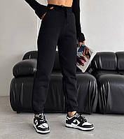 Базовые женские спортивные штаны джоггеры на флисе (черные, графит, серые, темно-синие) в размерах