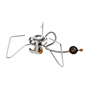 Пальник газовий для кемпінгу портативний Павук з п'єзо та шлангом 70*70*150мм СИЛА