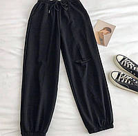 Женские спортивные штаны джоггеры с порезом (черные, серые, белые) в размерах