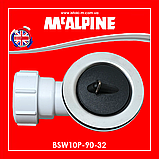 Злив для умивальника з горизонтальним випуском 32x70 мм BSW10P-90-32 McAlpine, фото 6