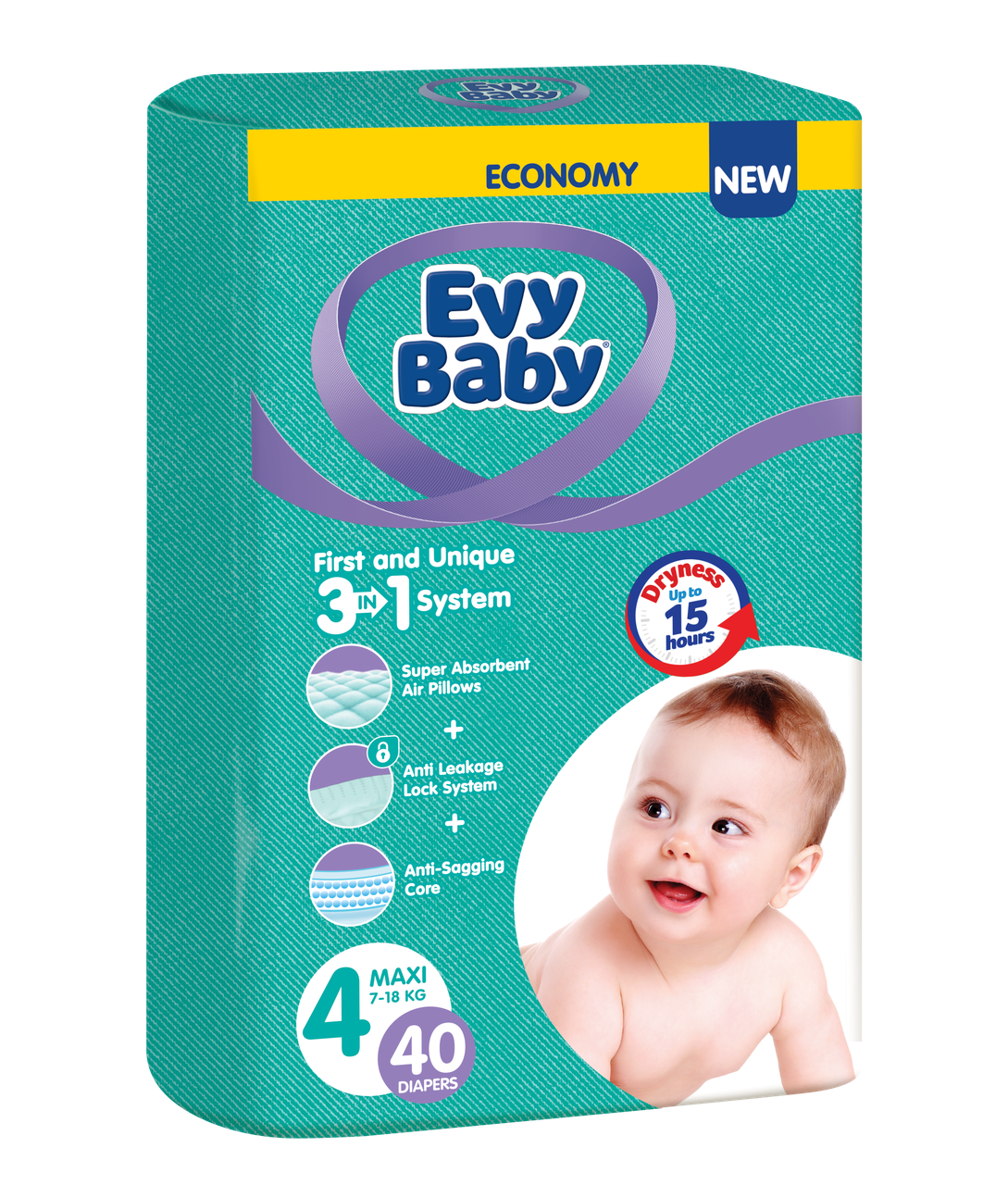 Підгузки дитячі Evy baby maxi elastic twin 4 (7-18 кг) 40 шт