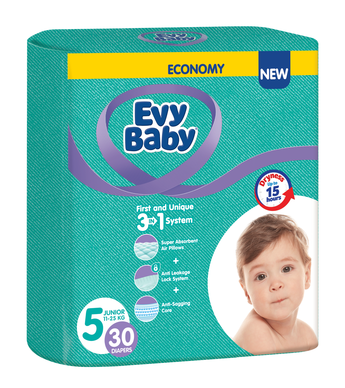 Підгузки дитячі Evy baby junior elastic twin 5 (11-25 кг) 30 шт