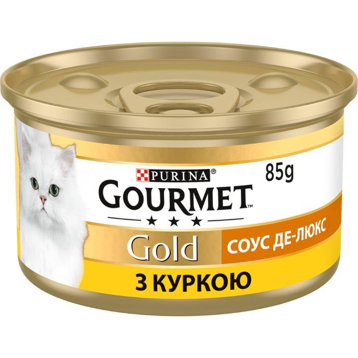 Gourmet Gold.Соус Де-Люкс. Шматочки у соусі. З куркою. Конс/кот 85г