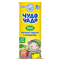 Сік Чудо-чадо Яблучно-персиковий з м'якоттю стерилізований без цукру, 200 мл