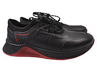 Кросівки чоловічі з натуральної шкіри на низькому ходу на шнурівці колір Чорний Belvas 33-21DTS 42 z16-2024