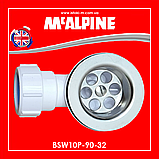 Злив для умивальника з горизонтальним випуском 32x70 мм BSW10P-90-32 McAlpine, фото 7