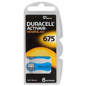 Батарейка Duracell Activair 675 BL 6 шт (Для слухових апаратів)