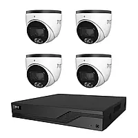 Комплект IP-відеонагляду на 4 камери TVT IP-Video Kit 4x4Mp (T) PoE: 4 купольні 4Mp відеокамери + 4-канальний 6Mp відеореєстратор