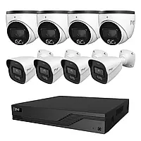 Комплект IP-відеонагляду на 8 камер TVT IP-Video Kit 8x4Mp (T/B) PoE: 4 купольні + 4 циліндричні 4Mp відеокамери + 8-канальний 6Mp