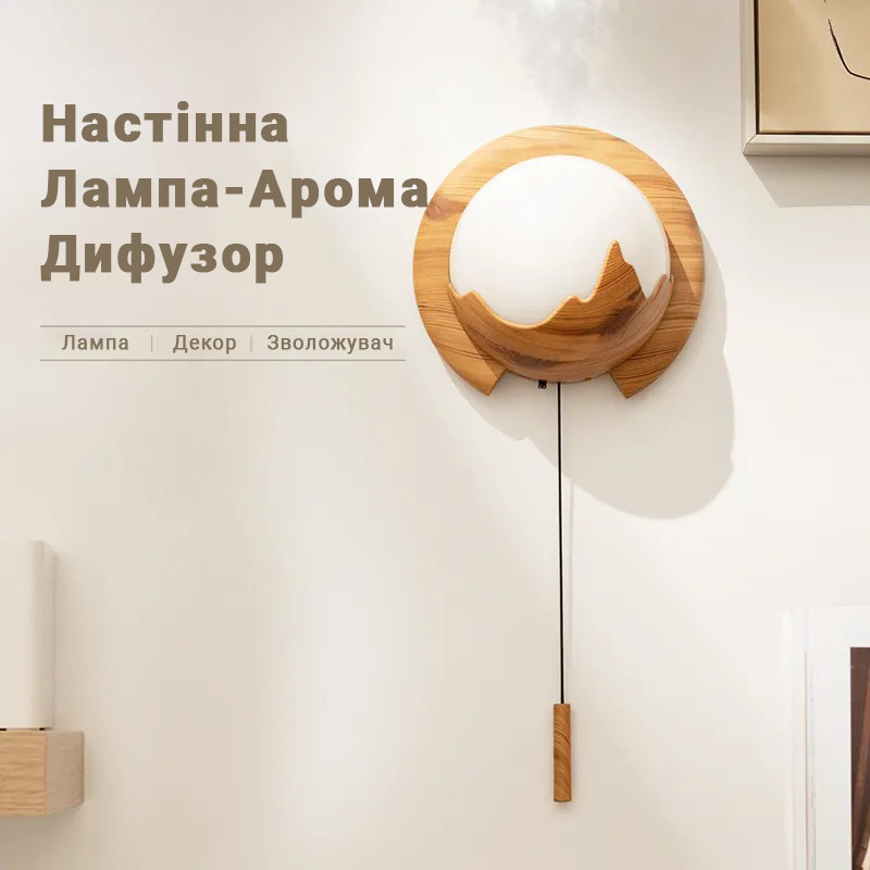 Настінний зволожувач повітря, арома-дифузор і нічник з пультом Retro, 150мл