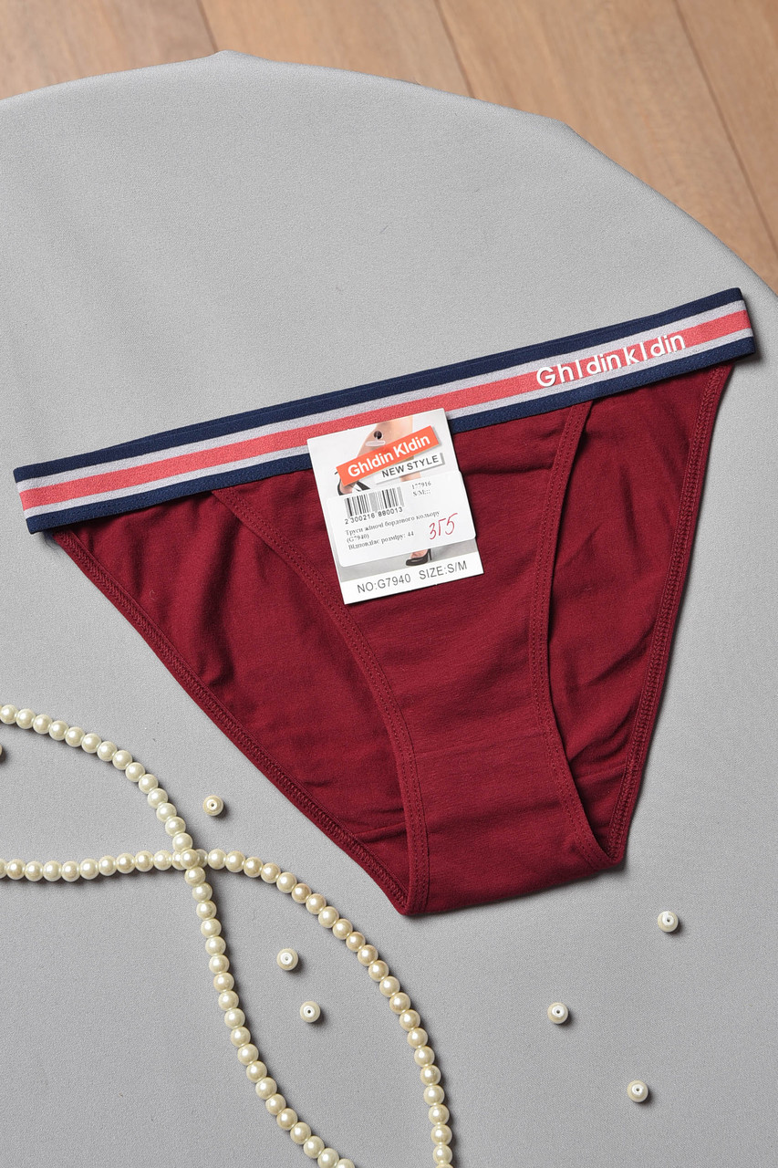 Труси жіночі бордового кольору 177916S, фото 1
