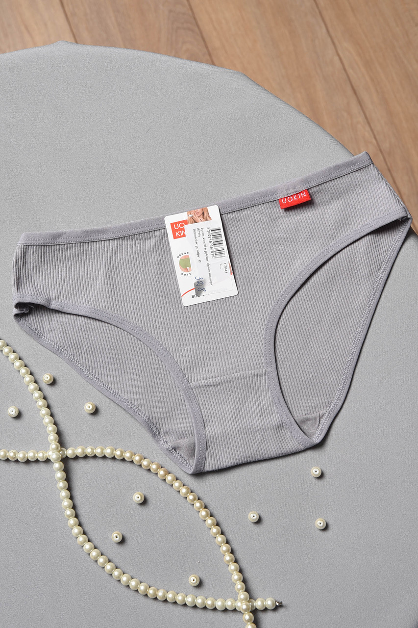 Труси жіночі в рубчик сірого кольору 178614S, фото 1