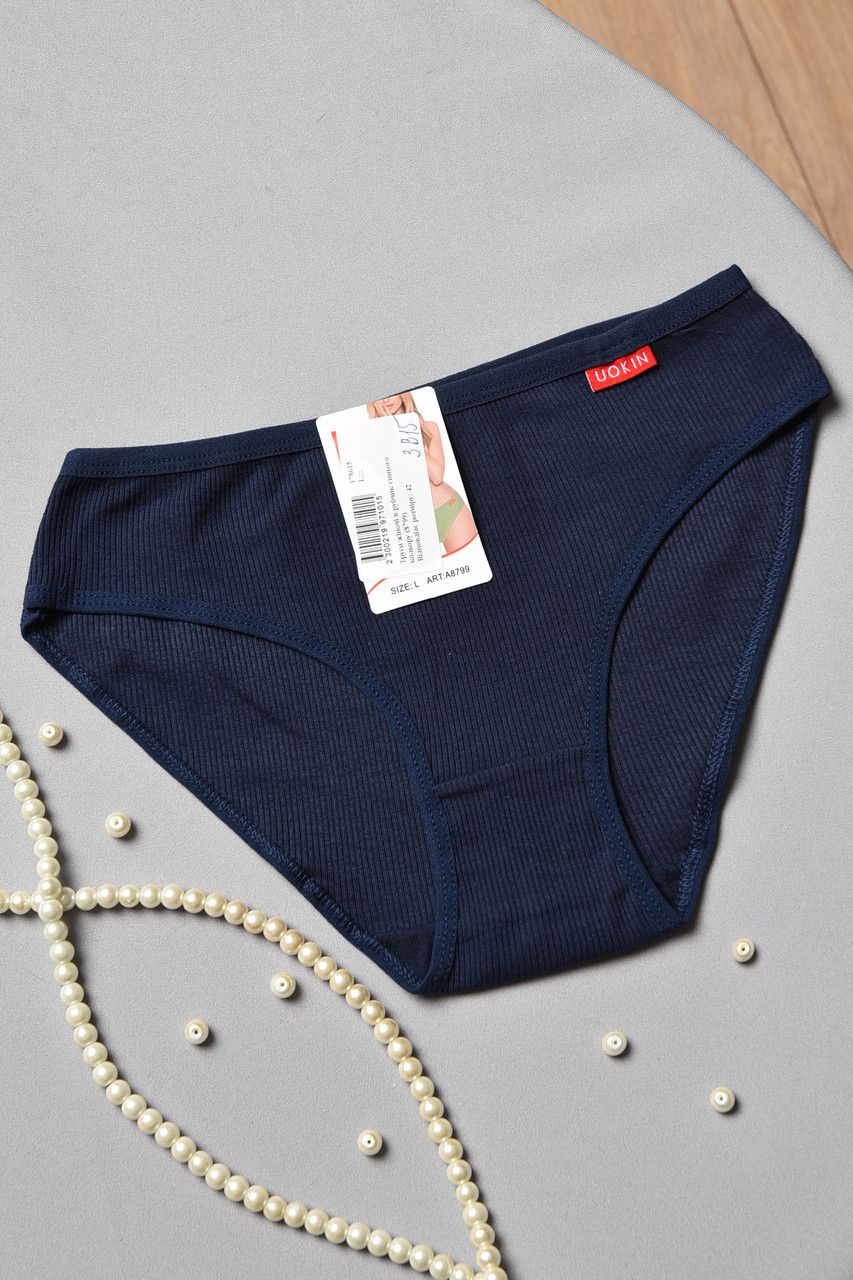 Труси жіночі в рубчик синього кольору 178615S, фото 1