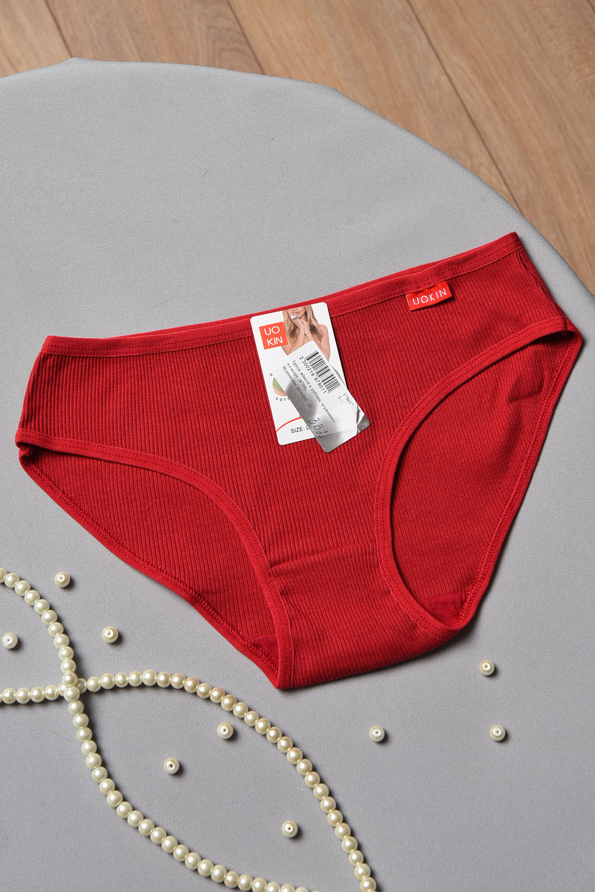 Труси жіночі в рубчик червоного кольору р.2XL 178617S, фото 1