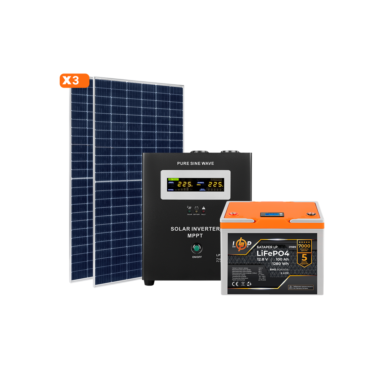 Сонячна електростанція (СЕС) 1.5kW АКБ 2.16kWh (літій) 100 Ah Преміум