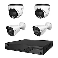 Комплект IP-відеонагляду на 4 камери TVT IP-Video Kit 4x4Mp (T/B) PoE: 2 купольні + 2 циліндричні 4Mp