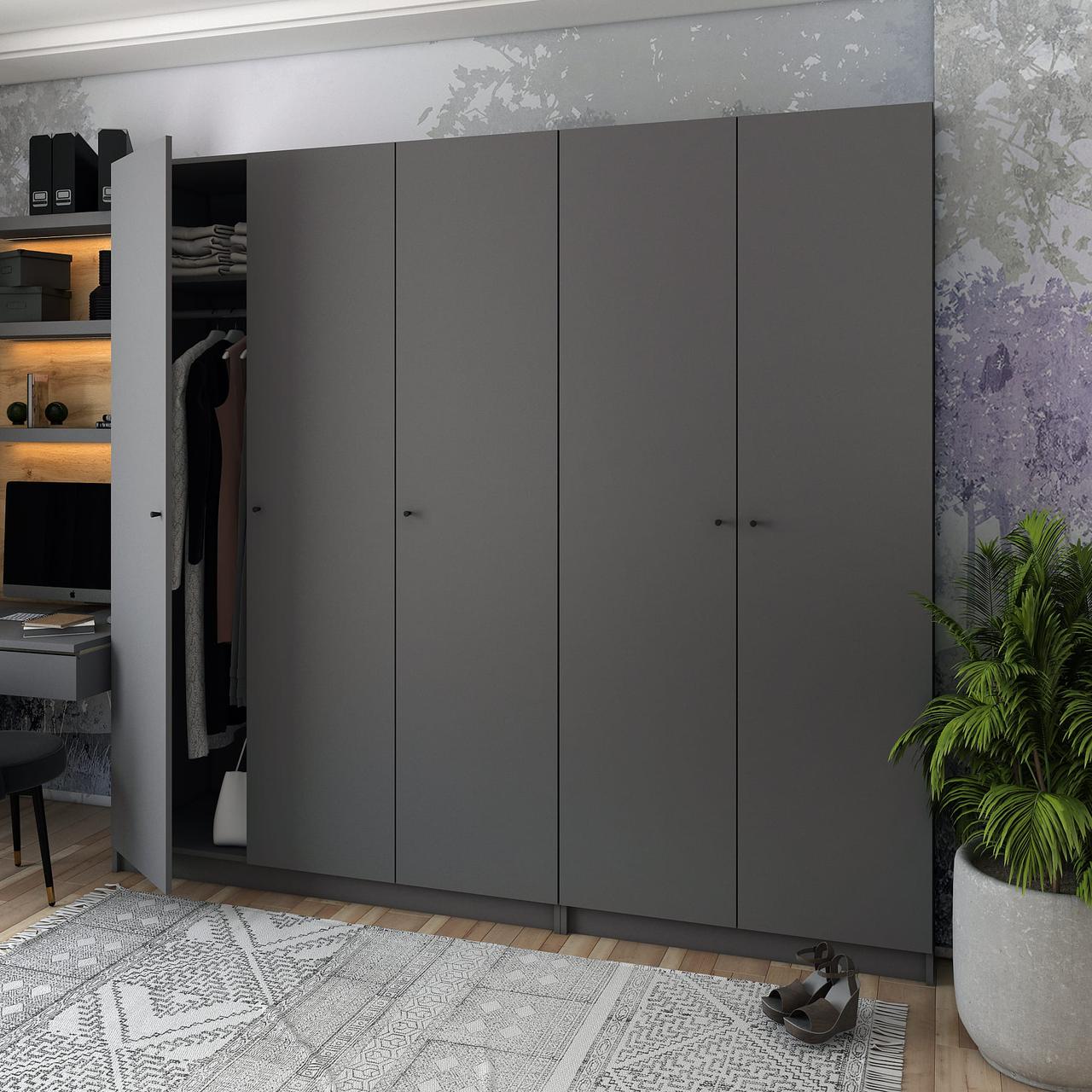 Комплект шаф для одягу "Promo" 225х48х204 см. 2+3, Графіт, фото 1