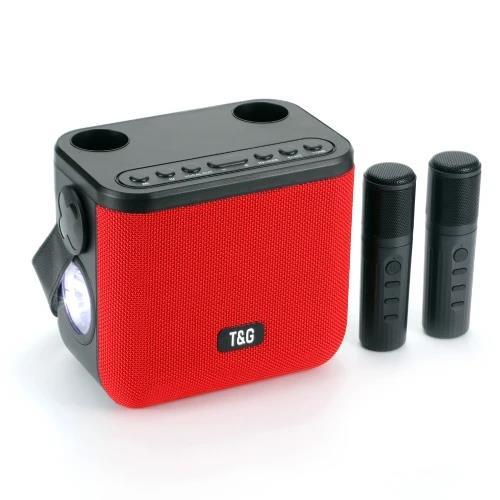 Портативна колонка TG545DK 10W з ліхтариком і двома мікрофонами Red