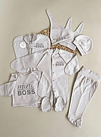 Сірий комплект першого одягу для новонародженого "mini boss" (7 одиниць) Lari