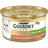 Паштет для кошек Purina Gourmet Gold. С уткой, морковью и шпинатом. Кусочки в паштете 85 г (7613033728778) o