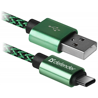 Дата кабель USB 2.0 AM to Type-C 1.0m USB09-03T PRO green Defender (87816) o