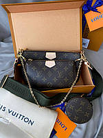 Louis Vuitton Pochette Brown/Green 24х13х6 женские сумочки и клатчи хорошее качество