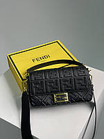 Fendi Baguette Black Leather Bag 26 х 15 х 7 см женские сумочки и клатчи хорошее качество