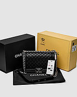 Chanel Medium Boy Black/Silver Caviar RHW 24.5 х 14 х 8 см женские сумочки и клатчи хорошее качество